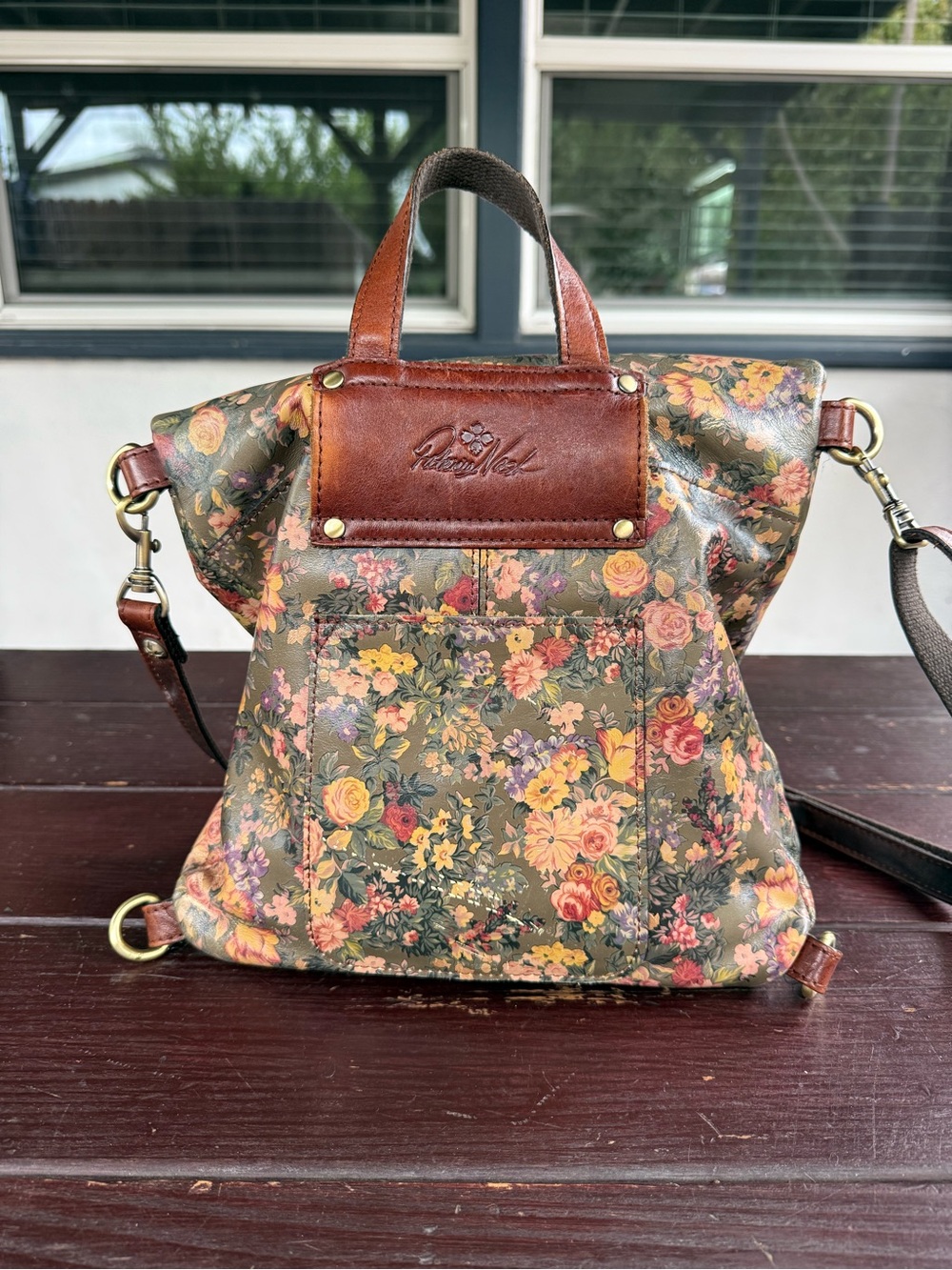 Patricia Nash Floral Leather Convertible Backpack Crossbody Bag Purse - Picture 5 of 12